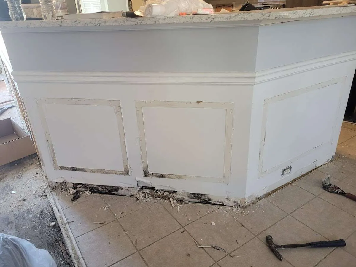 Water damage and mold on kitchen during Storm Damage Restoration in Foster City